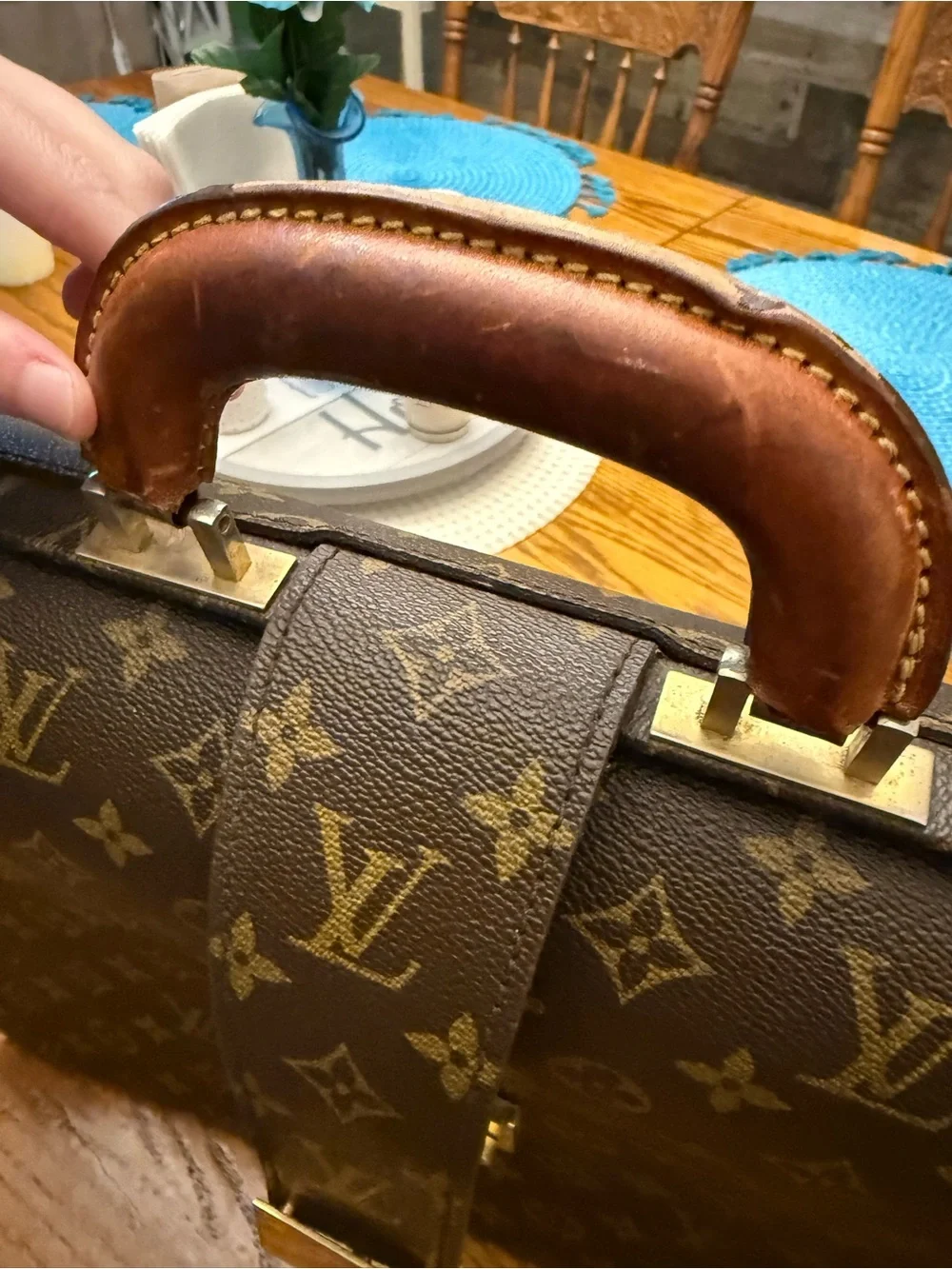 Louis Vuitton Serviette Fermeur Briefcase with Gold Hardware